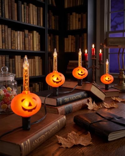 7FT Vintage Halloween Pumpkin Bubble Lights with 7 Bulbs