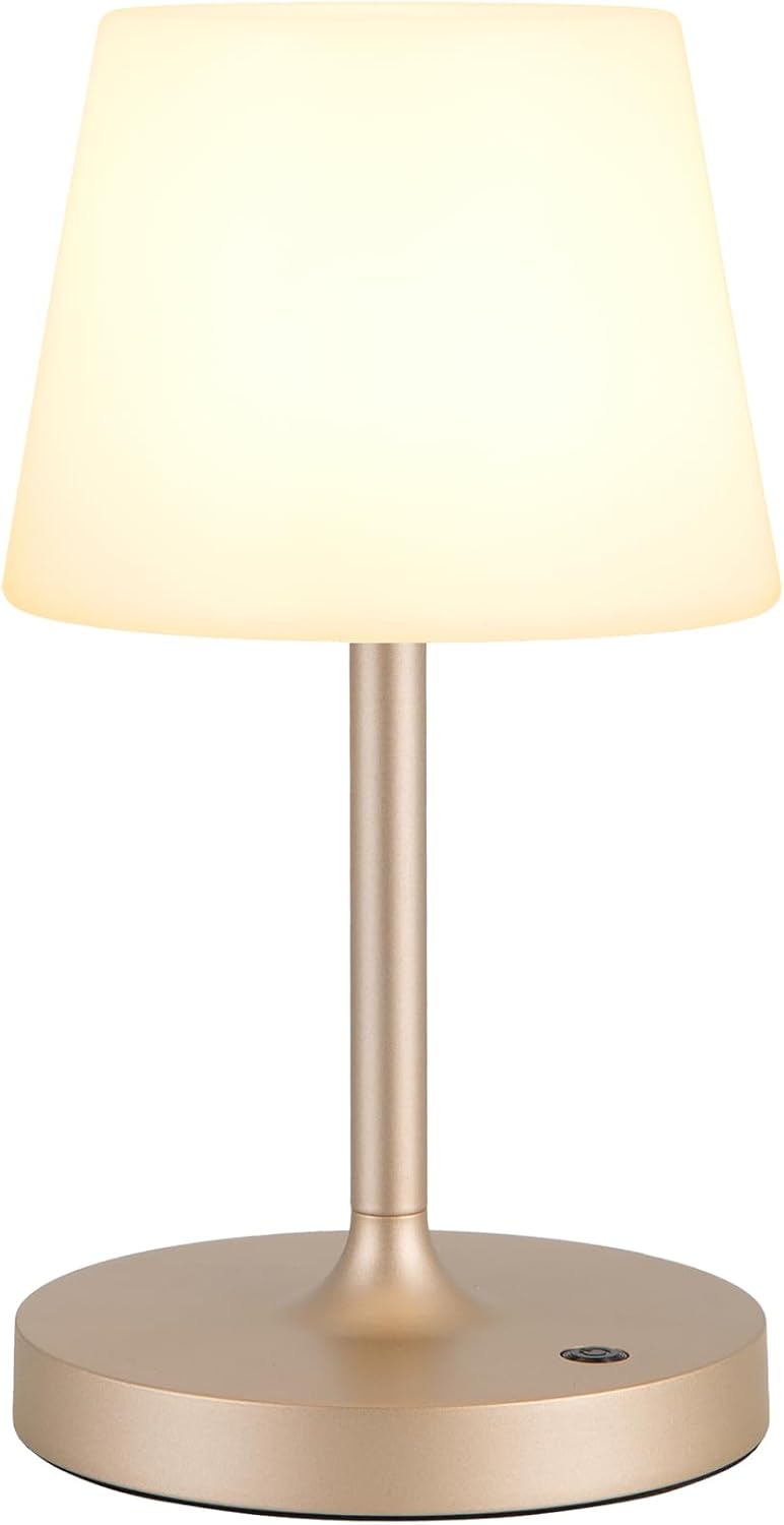 Kakanuo Champagne Gold Shower Lamp Waterproof, Rechargeable Cordless Lamp with 4000mAh Battery, Touch Dimmable Table