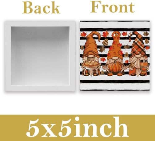 Rustic Fall Gnomes Pumpkin Sign Fall Decorations for Home Office Indoor Fall Desk Decor for Bathroom Bedroom Autumn Thansgiving Decor 5 x 5 Inches