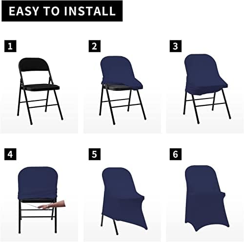 HAINARverS Stretch Spandex Folding Chair Covers 30PCS Navy Blue