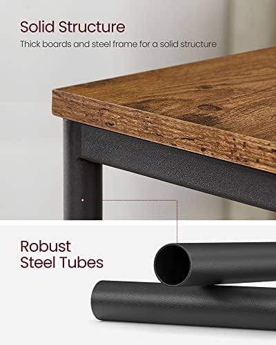 VASAGLE Side Table, Small End Table, Tall Nightstand, Steel Frame