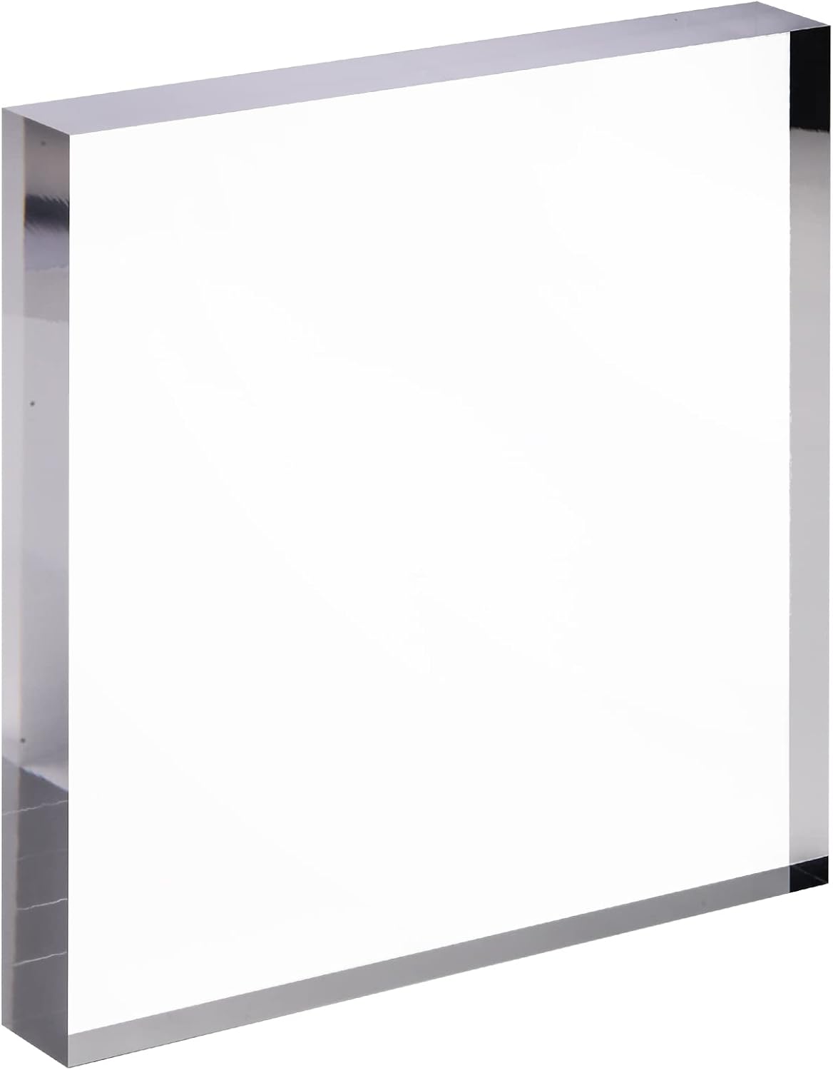 CiaoHER 8in Square Acrylic Cube Display Block, 1in Thickness | Clear Polished, Pedestal Stand Riser, Solid Base, 8" x