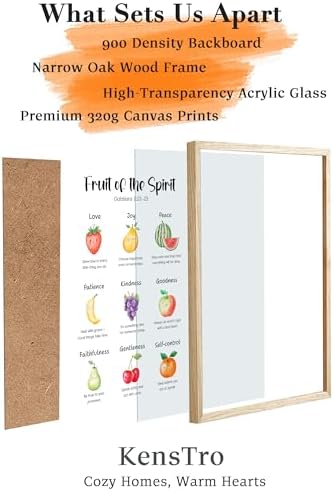 KensTro 12x16 Oak Framed Fruit of the Spirit Scripture Wall Art
