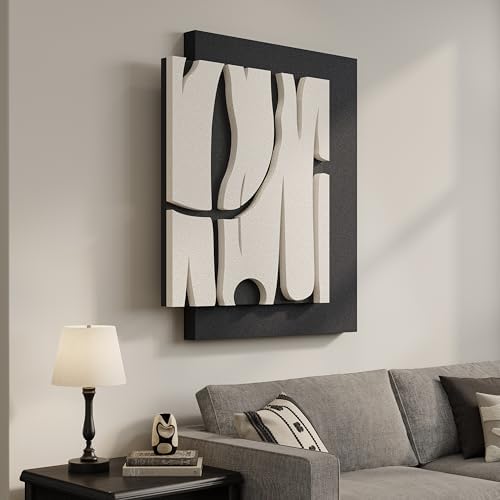 3D Black and White Abstract Wall Art, Modern Textured Artwork for Walls