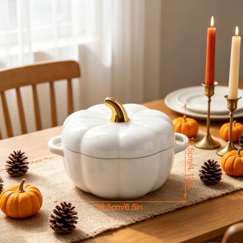 15oz Ceramic Pumpkin Soup Bowl with Lid