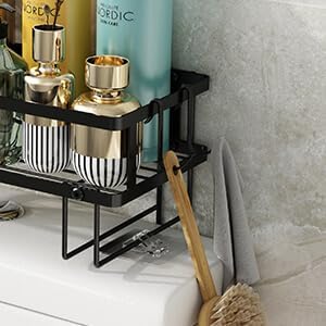 1-Tier Over Toilet Storage - Wall-Mount Bathroom Shelf with 2 Hook | Bathroom Organizers and Storage Cabinet
