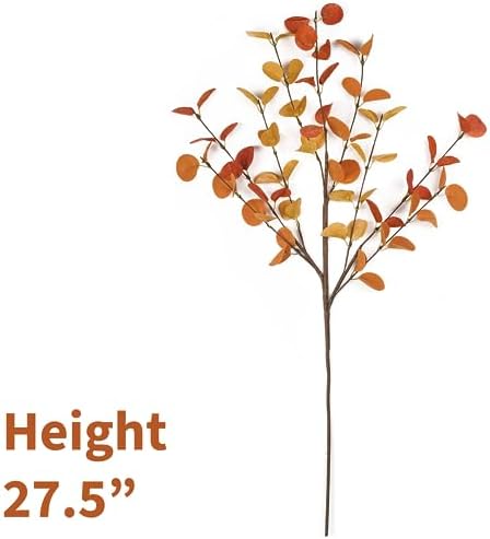 HomeKaren Fall Stems 6 Pcs Artificial Eucalyptus Fall Leaves 27.5 inch Fall Floral Picks, Fall Branches Decor for Vase, Fall Vase Filler Decoration Indoor