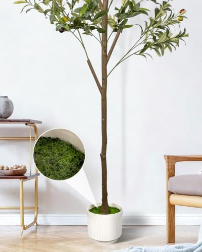 7FT Artificial Olive Tree Indoor Tall Faux with Planter