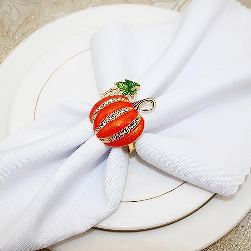 ABOOFAN 4pcs Pumpkin Napkin Ring Fall Thanksgiving Halloween Napkin Holder Harvest Festival Buckles Serviette Buckle Holder for Dinner Fall Gathering Table Decoration