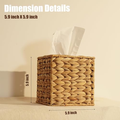 Handmade Wicker Napkin Box Holder / Water Hyacinth / Single / Natural
