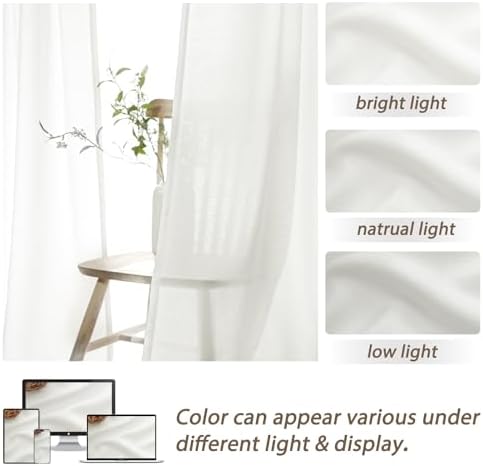 High Ceiling Pure White Extra Long 120 Inch Curtains for Sliding Glass Doors 2 Panels Set, Memory Trained Pinch Pleat