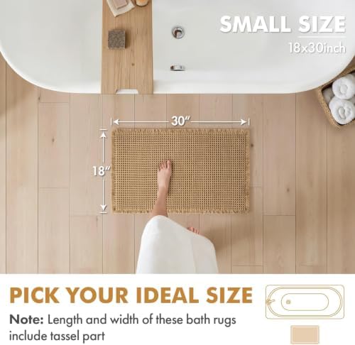 MIULEE Set of 2 Waffle Bathroom Rugs Boho Bath Mat Brown 18x30 Inch