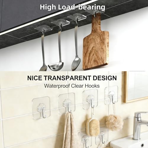 DDMY Clear Adhesive Hooks Heavy Duty Walls Hook 36 Pack for Hanging