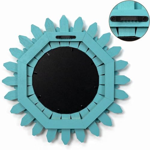 Honiway Beach Wall Decor Mirror 2 Pack 12 inch Wood Coastal Wall Decor Sunburst Boho Home Decor Room Decor for Bedroom