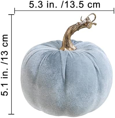 Winlyn Set of 4 Fall Velvet Artificial Pumpkins with Gold Stems Decorative Fabric Pumpkins in Burgundy Bronze Gray White Faux Foam Pumpkins 5" for Autumn Wedding Thanksgiving Halloween Mantel Décor