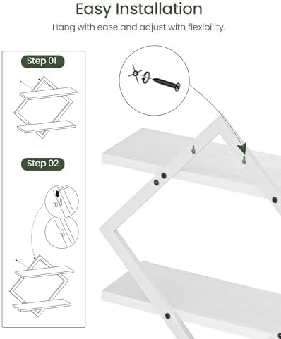 CHOEZON Floating Shelves, Set of 2 Wall Shelves, 2-Tier Hanging Shelves, Wall Shelf Set of 2, for Living Room, Bedroom