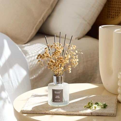 Airkeep Reed Diffuser Set,3.38 fl oz (100 ml) - Clean Cotton Oil Diffusers with 8 Reed Sticks, Home Fragrance Reed