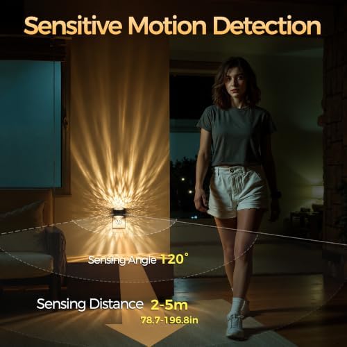 Briignite Motion Sensor Night Light Projector Dimmable Warm White Rotatable