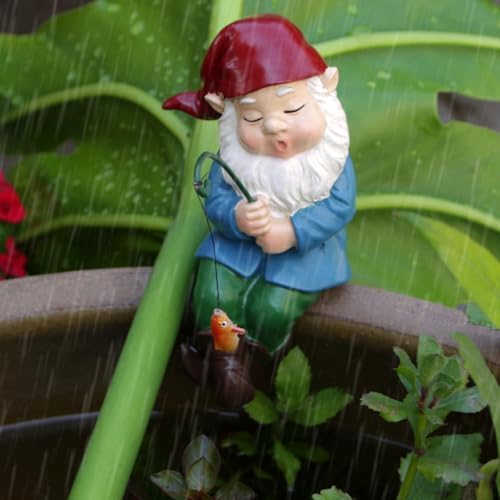 Fishing Gnome, Christmas Resin Sitter Statue, Aquarium Fish Tank and Garden Pond Edge Ornament, Christmas Shelf Decorations