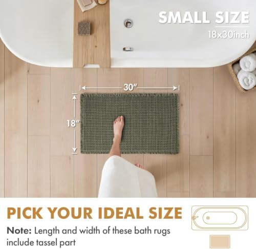 MIULEE Set of 2 Waffle Bathroom Rugs Boho Bath Mat Green 18x30 Inch