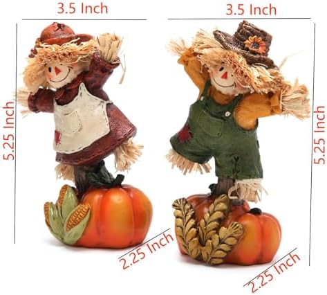 Hodao Fall Scarecrow Pumpkin Figurines, Thanksgiving Decor for Home