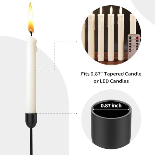 ChefBee 3PCS Black Tall Taper & Pillar Candle Candlestick Holder