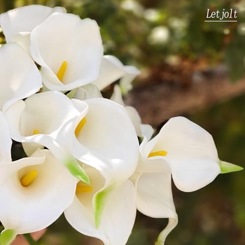 Letjolt Artificial Calla Lily Flowers, Yellow White, 20Pcs