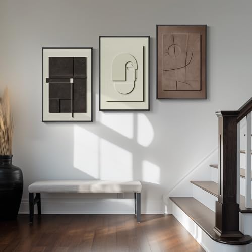 3D Textured Framed Abstract Wall Art Set, 3 Piece Modern Artwork, 16x24 In