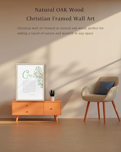 KensTro 12x16 Oak Framed Ephesians 3:14-19 Christian Wall Art
