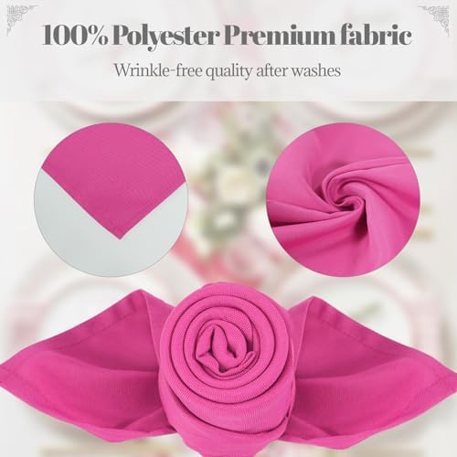 PLOYMONO Fuchsia Cloth Napkins - 8 Pack 17" x 17" Polyester Dinner Napkins