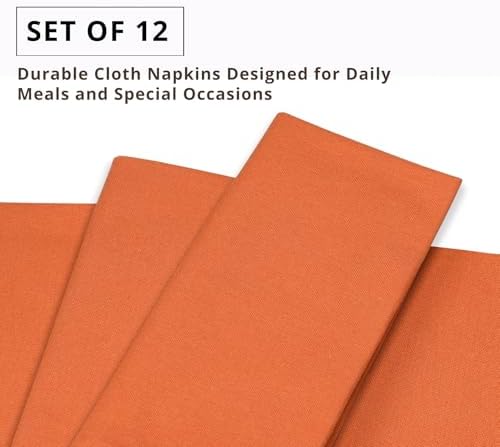 PurpleEssences Cloth Dinner Napkins 18x18 in Set of 12 - Orange