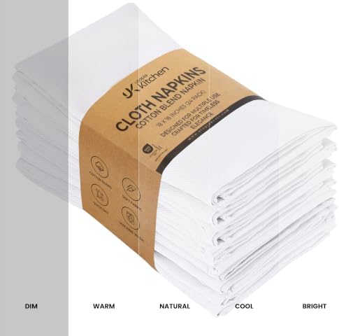 Utopia Kitchen Cotton Blend White Cloth Napkins [24 Pack, 18x18 Inch]