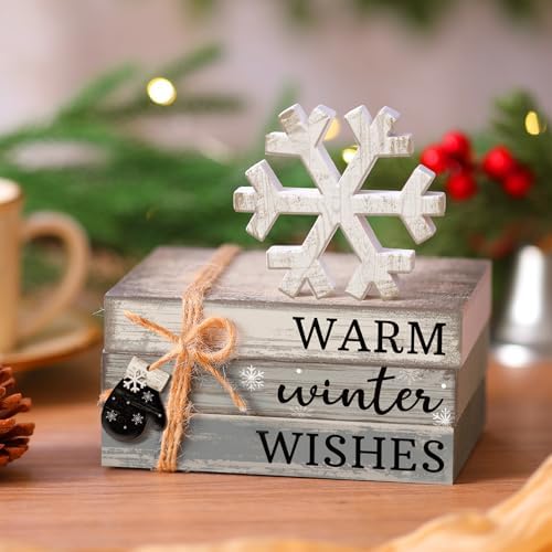4 Pcs Winter Table Decorations Snowflake Tiered Tray Decor