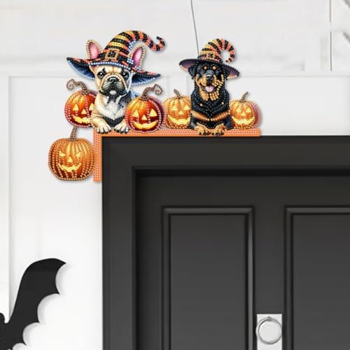 DIY Diamond Art Wooden Door Corner Decoration – Halloween Frame Sign Kit, Creative Wall Art Mosaic Frame Sign for Home Decor & Gifts