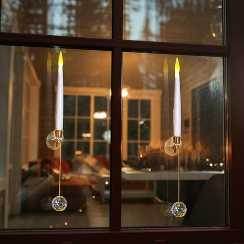 Leejec 10-Pack Christmas Tree Candles, Wand Remote, Crystal Ball Hooks