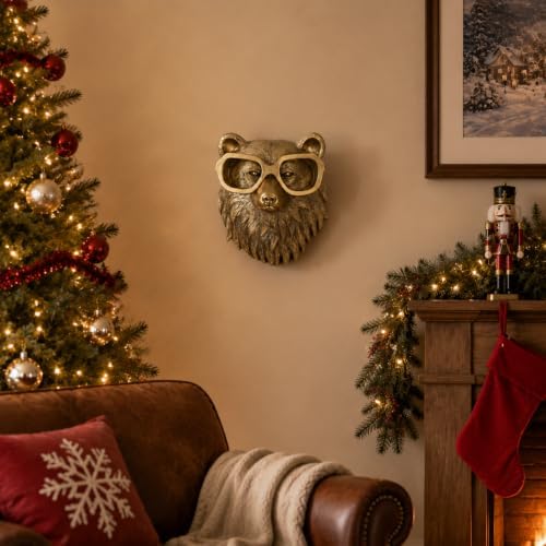 UITWMKTG Gold Bear Head Wall Decor - Modern Animal Wall Sculpture, Bear Wall Art for Living Room, Bedroom, Office, Gold
