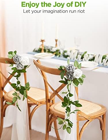 InnoGear Fake Roses 50 Pcs White Flowers Artificial Faux Foam Floral Decor
