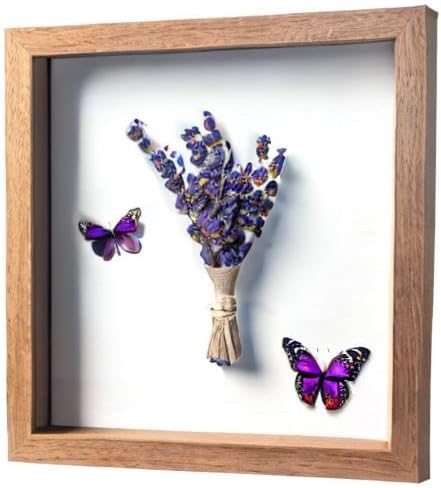 FrameWorks 11” x 11” Golden Oak Wooden Shadow Box Frame – Display Case with Soft Felt Back, Memory Box with Tempered