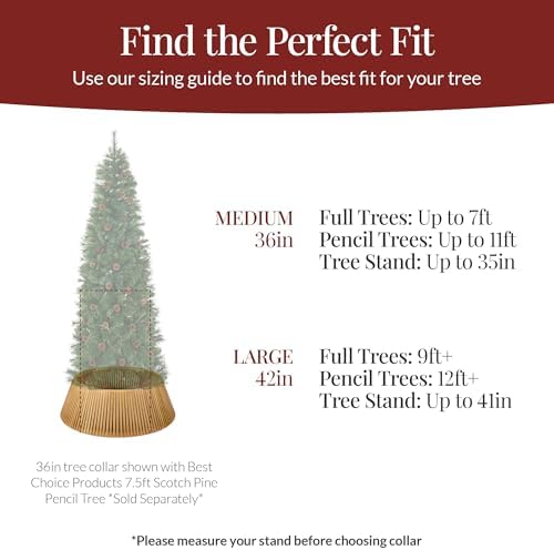 Best Choice Products Christmas Tree Collar, Solid Wood Slatted Tree Skirt Holiday Accessory for Home - Natural