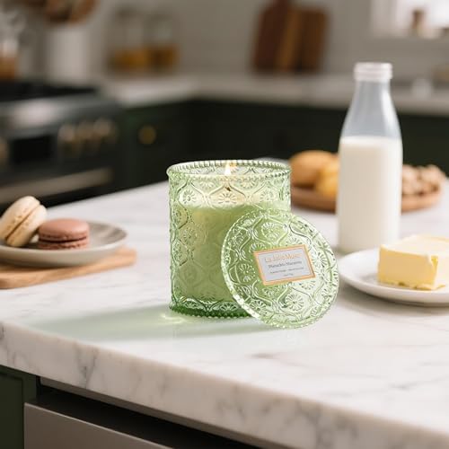 LA JOLIE MUSE Pistachio Macaron Scented Candles for Home, Soy Wax, 40 Hrs