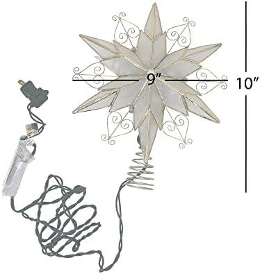 Kurt Adler 10-Light 6-Point Capiz Star Treetop with Scroll Design