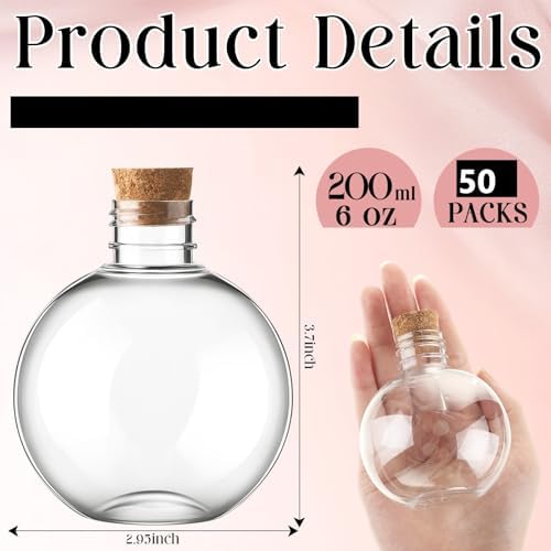 Layhit 50 Pack 6 oz Plastic Potion Bottles with Lids, Cork