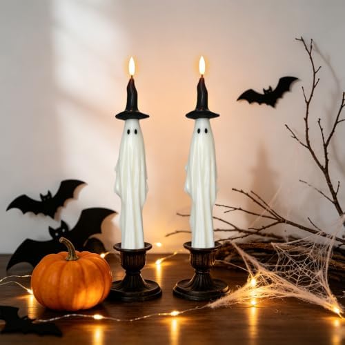 Halloween Witch Flameless Taper Candle Battery Operated with Timer