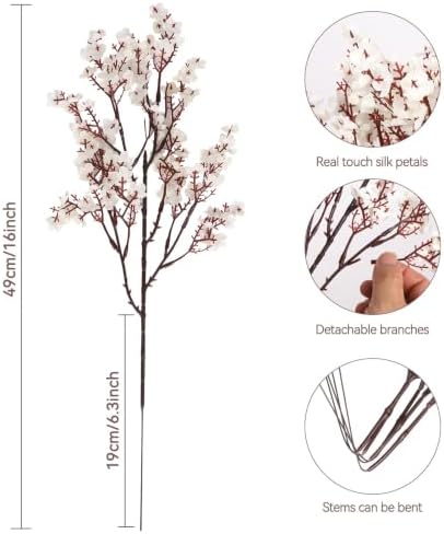 16Pcs Artificial Babys Breath Flowers Real Touch Fake Flowers Decoration