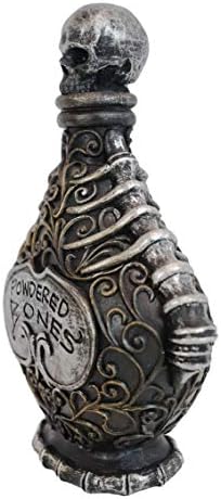 Ebros Gift Wicca Witch Mad Doctor Scientist Witchcraft And Sorcery Elixir Poison Potion Bottle Macabre Alchemy Halloween Prop Accessory Display Bottles (Skeleton Skull Powdered Bones)