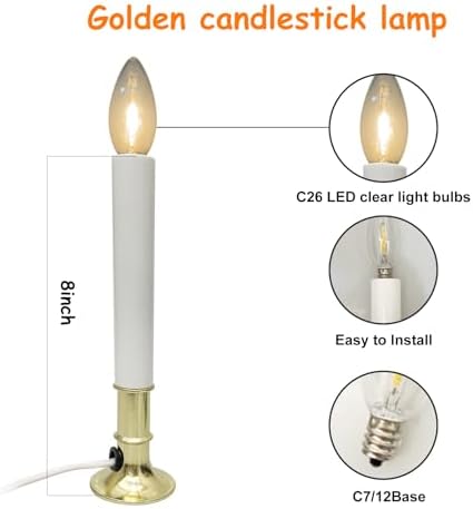4 Pack Electric Christmas Window Candle, Brass Plated Base Window Candles with Sensor Dusk to Dawn, Candle Set for Home & Kitchen for Window Table Christmas Decorations