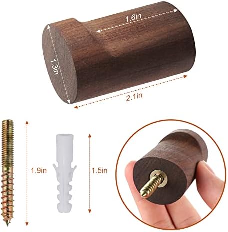 Wood Wall Hooks / Walnut / Natural / Set of 6