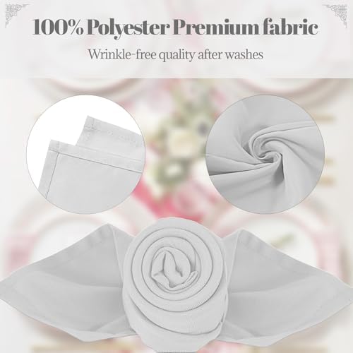 PLOYMONO Silver Cloth Napkins - 8 Pack 17" x 17" Washable Polyester Napkins