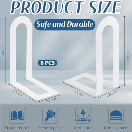 Book Ends / 5.5*3.75*2.25inch / White / Set of 6