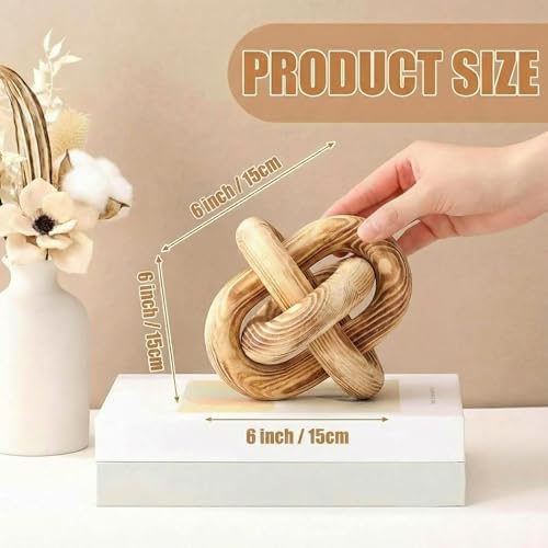 Yalikop 3 Link Wood Knot Decor Rustic Table Shelf Accents, Burnt
